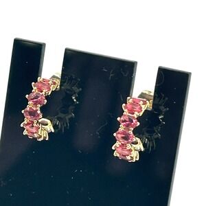 Kendra Scott Cailin Huggie Earrings January Birthstone Faux Garnet GoldTone Hoop